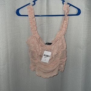 Women pink ruched floral blouse